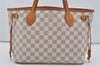 Authentic Louis Vuitton Damier Azur Neverfull PM Tote Bag N51110 LV 7111I