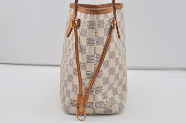 Authentic Louis Vuitton Damier Azur Neverfull PM Tote Bag N51110 LV 7111I