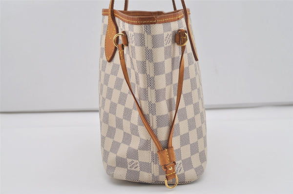 Authentic Louis Vuitton Damier Azur Neverfull PM Tote Bag N51110 LV 7111I