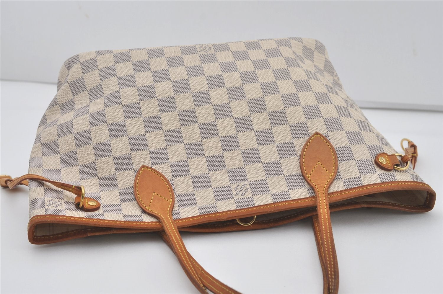 Authentic Louis Vuitton Damier Azur Neverfull PM Tote Bag N51110 LV 7111I