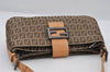 Authentic FENDI Zucchino Shoulder Bag Purse Canvas Leather Brown 7113I