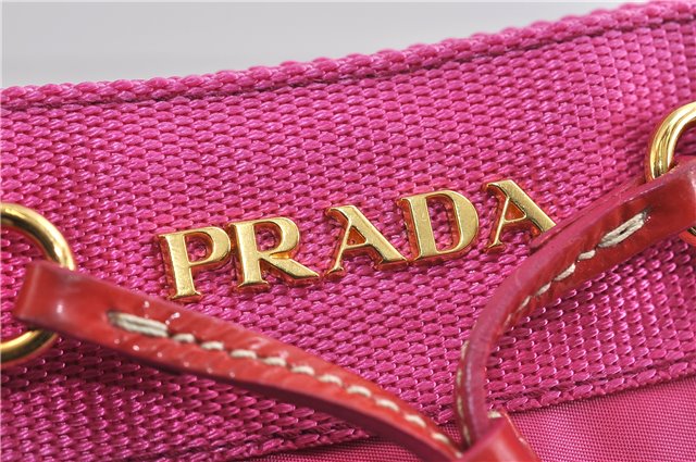 Authentic PRADA Nylon Enamel Shoulder Tote Bag Pink Junk 7114C