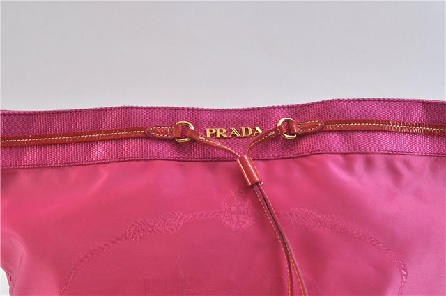 Authentic PRADA Nylon Enamel Shoulder Tote Bag Pink Junk 7114C