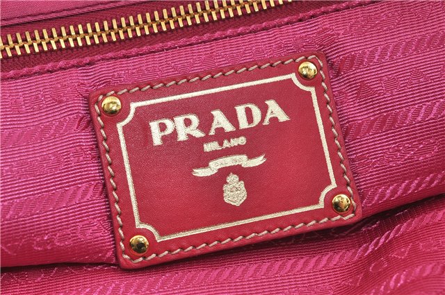 Authentic PRADA Nylon Enamel Shoulder Tote Bag Pink Junk 7114C