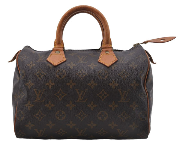 Authentic Louis Vuitton Monogram Speedy 25 Boston Hand Bag M41528 LV 7115D