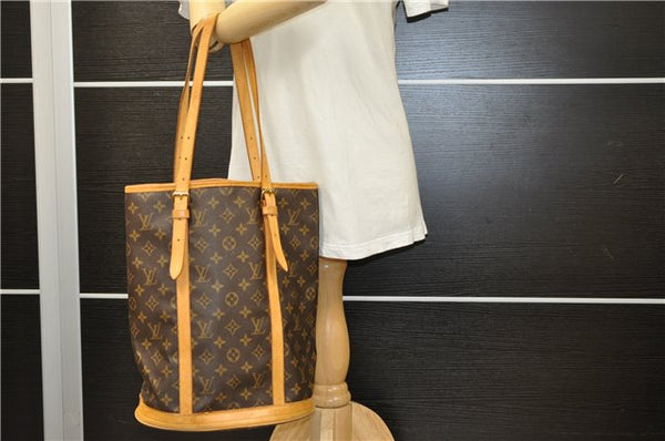 Authentic LOUIS VUITTON Monogram Bucket GM Shoulder Bag M42236 LV Junk 7116C