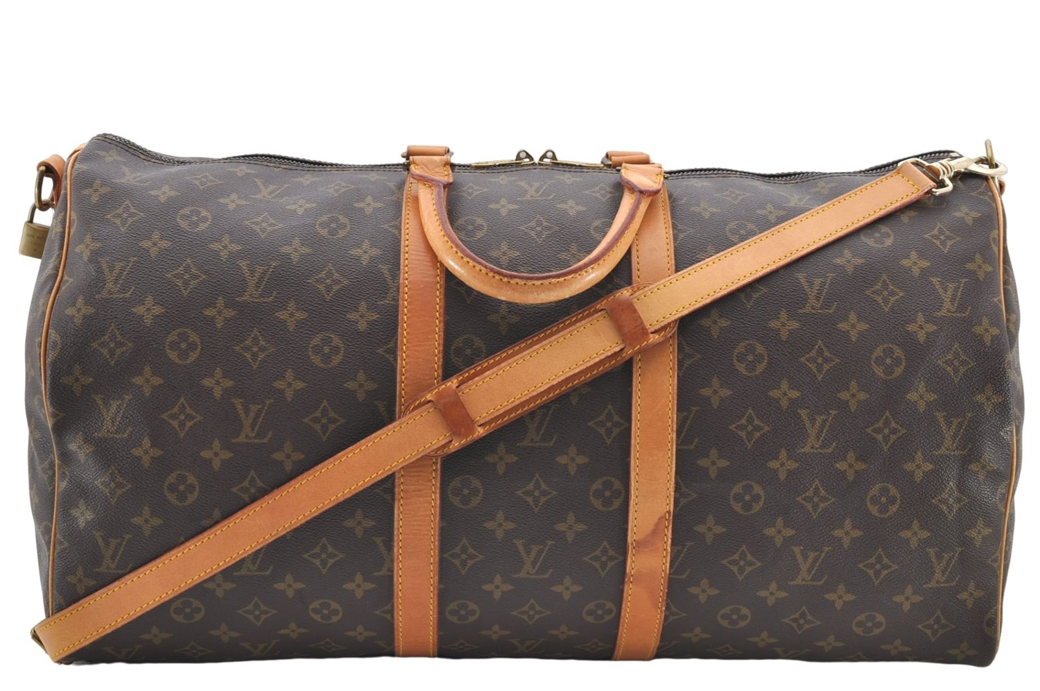 Auth Louis Vuitton Monogram Keepall Bandouliere 55 Boston Bag M41414 LV 7117D