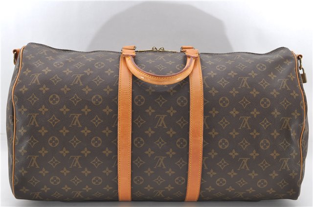 Auth Louis Vuitton Monogram Keepall Bandouliere 55 Boston Bag M41414 LV 7117D