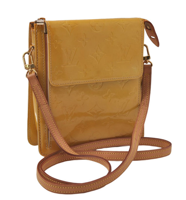Auth Louis Vuitton Monogram Vernis Mott Shoulder Cross Bag M91136 Yellow 7121D