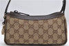 Authentic GUCCI Accessory Hand Pouch Purse GG Canvas Leather 154432 Brown 7123D