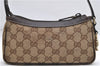 Authentic GUCCI Accessory Hand Pouch Purse GG Canvas Leather 154432 Brown 7123D