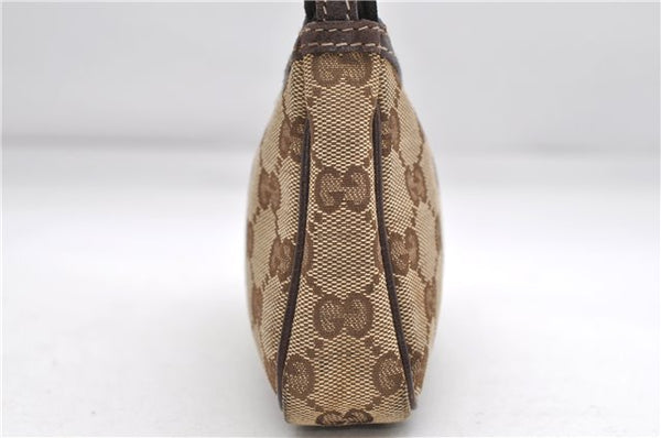Authentic GUCCI Accessory Hand Pouch Purse GG Canvas Leather 154432 Brown 7123D
