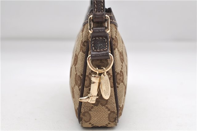 Authentic GUCCI Accessory Hand Pouch Purse GG Canvas Leather 154432 Brown 7123D