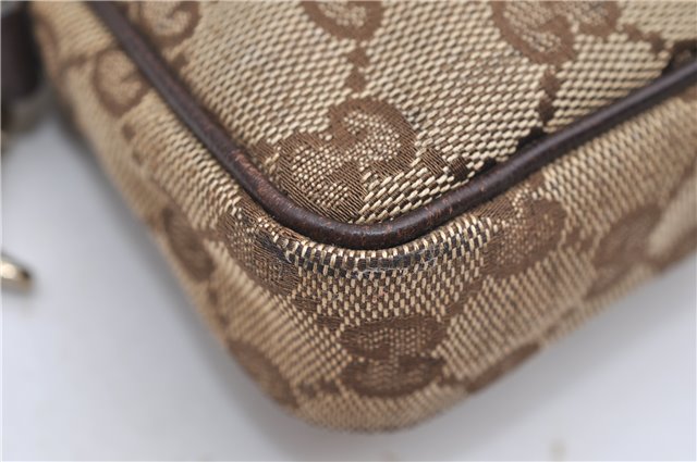 Authentic GUCCI Accessory Hand Pouch Purse GG Canvas Leather 154432 Brown 7123D