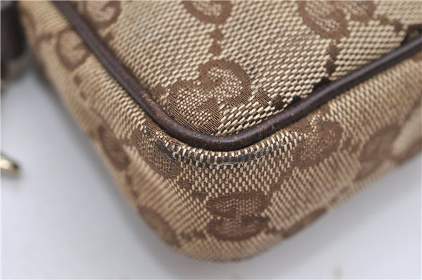 Authentic GUCCI Accessory Hand Pouch Purse GG Canvas Leather 154432 Brown 7123D