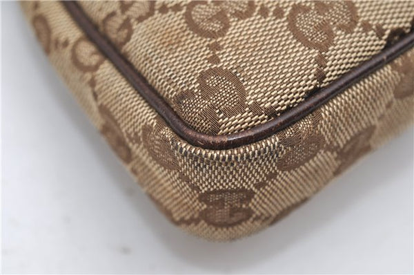 Authentic GUCCI Accessory Hand Pouch Purse GG Canvas Leather 154432 Brown 7123D