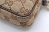 Authentic GUCCI Accessory Hand Pouch Purse GG Canvas Leather 154432 Brown 7123D