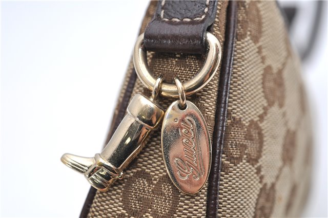 Authentic GUCCI Accessory Hand Pouch Purse GG Canvas Leather 154432 Brown 7123D