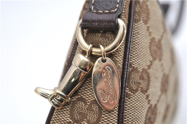 Authentic GUCCI Accessory Hand Pouch Purse GG Canvas Leather 154432 Brown 7123D