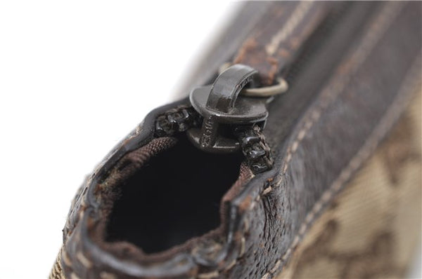 Authentic GUCCI Accessory Hand Pouch Purse GG Canvas Leather 154432 Brown 7123D