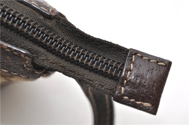 Authentic GUCCI Accessory Hand Pouch Purse GG Canvas Leather 154432 Brown 7123D