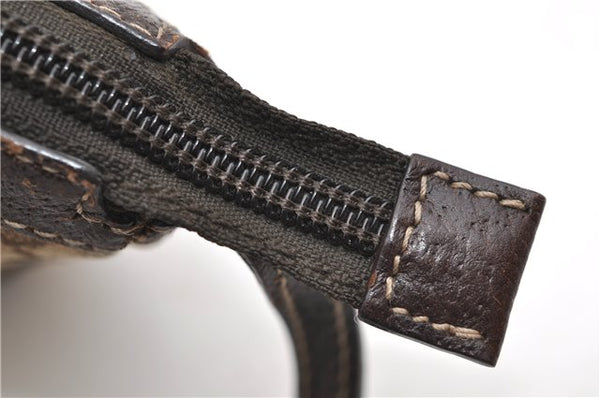 Authentic GUCCI Accessory Hand Pouch Purse GG Canvas Leather 154432 Brown 7123D