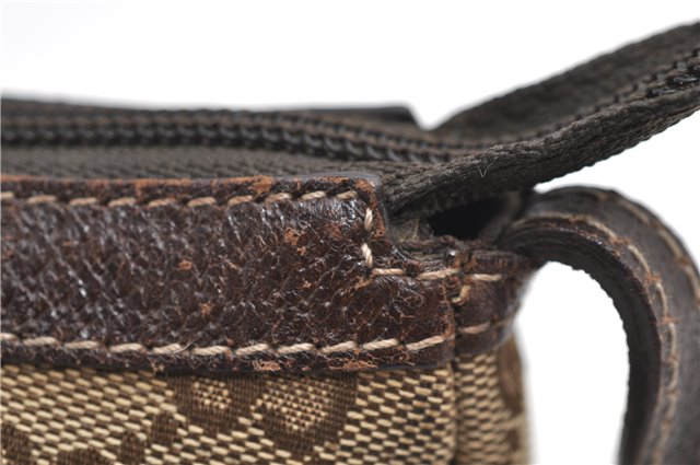 Authentic GUCCI Accessory Hand Pouch Purse GG Canvas Leather 154432 Brown 7123D