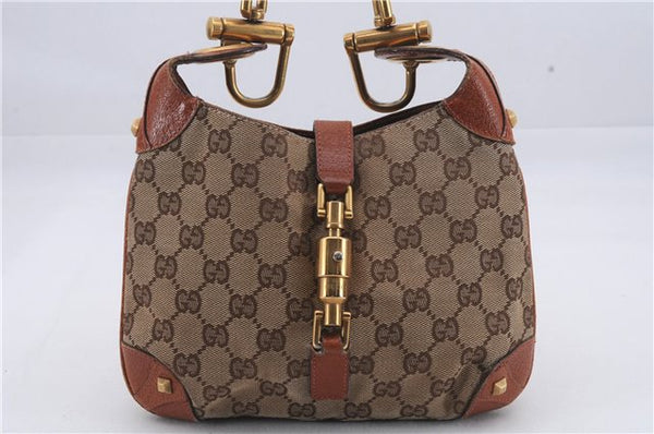 Auth GUCCI New Jackie Shoulder Hand Bag GG Canvas Leather 120885 Brown 7124D