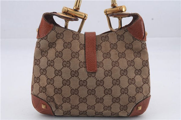 Auth GUCCI New Jackie Shoulder Hand Bag GG Canvas Leather 120885 Brown 7124D