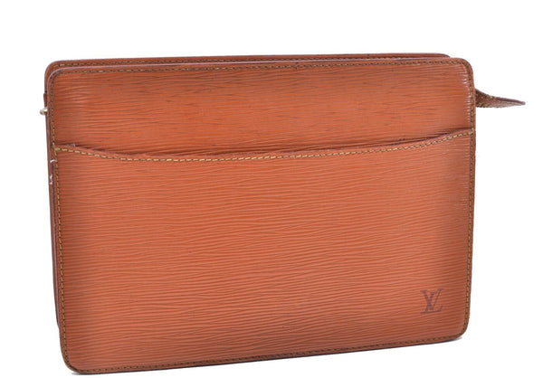 Authentic LOUIS VUITTON Epi Pochette Homme Clutch Bag Brown M52528 LV 7126B