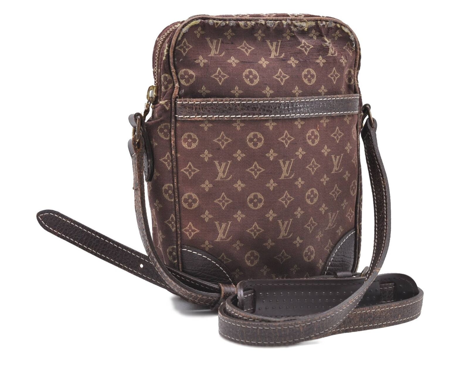Auth LOUIS VUITTON Monogram Mini Lin Danube Shoulder Bag Brown M95228 LV 7128B