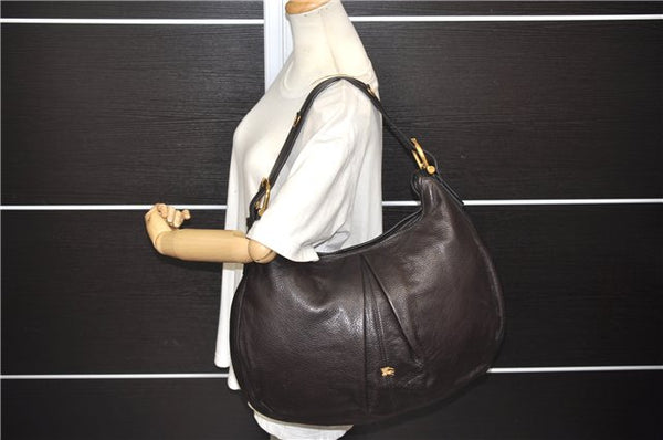 Authentic BURBERRY Vintage Leather Shoulder Tote Bag Brown 7128D