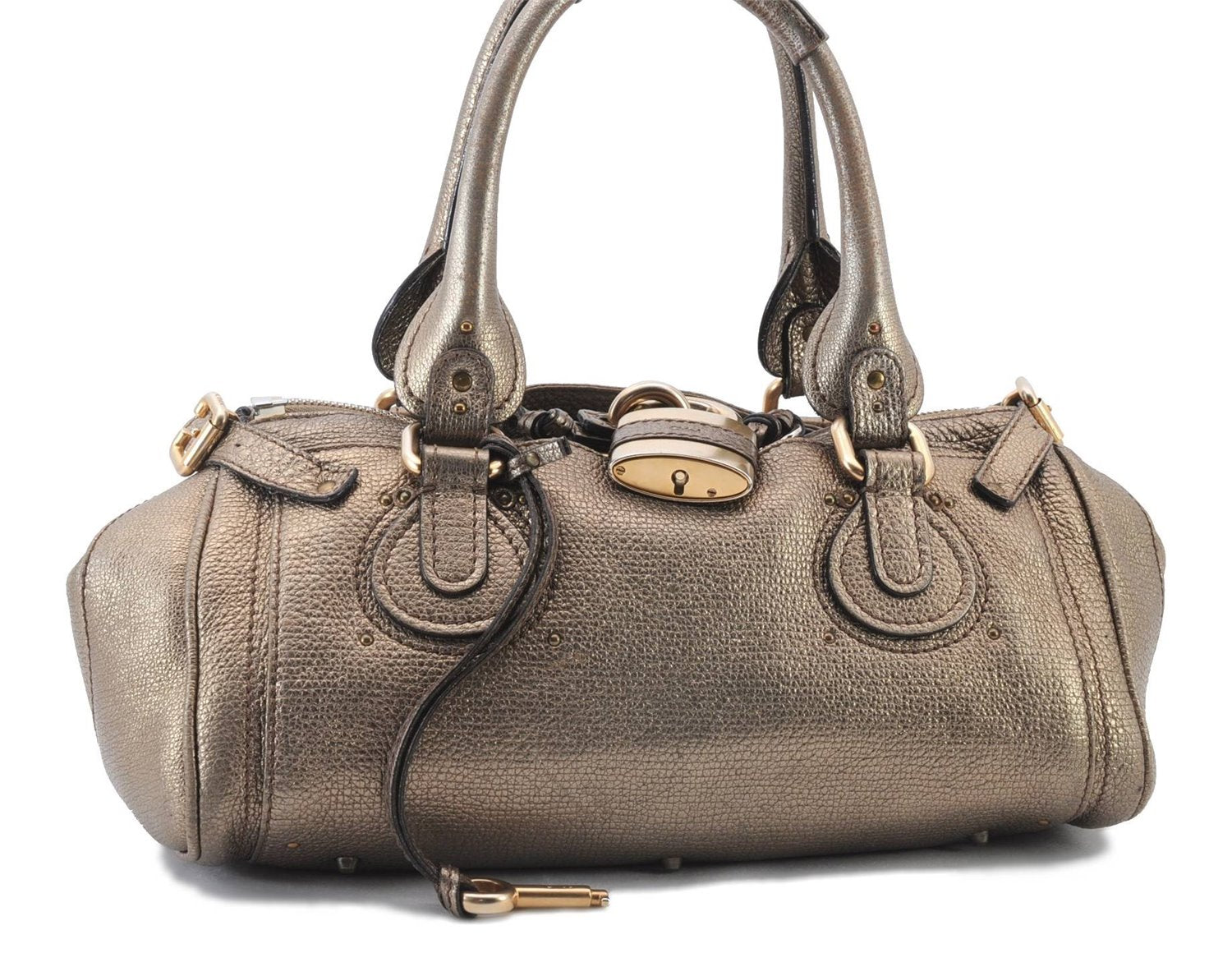 Authentic Chloe Paddington Leather Shoulder Hand Bag Purse Gold 7129C