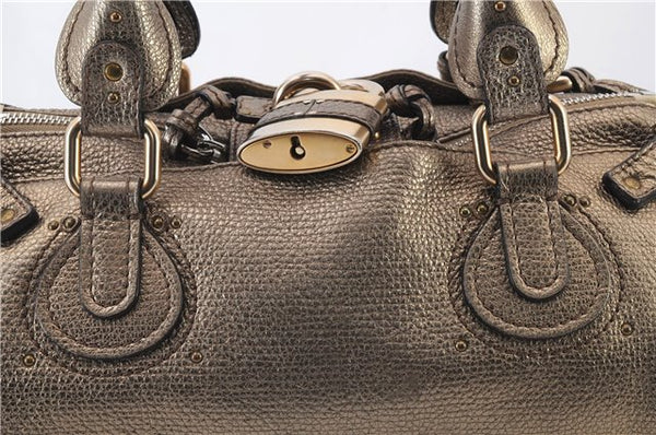 Authentic Chloe Paddington Leather Shoulder Hand Bag Purse Gold 7129C
