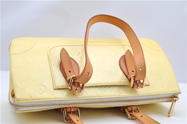 Auth Louis Vuitton Vernis Rose Wood Avenue Shoulder Bag Yellow M93508 LV 7130F