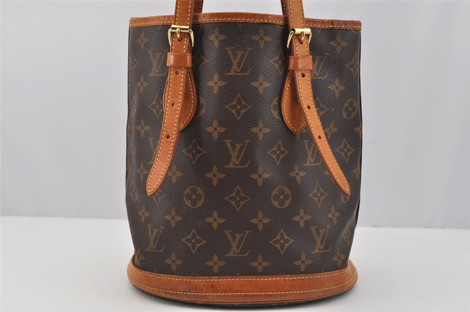 Authentic Louis Vuitton Monogram Bucket PM Shoulder Tote Bag M42238 Junk 7131I