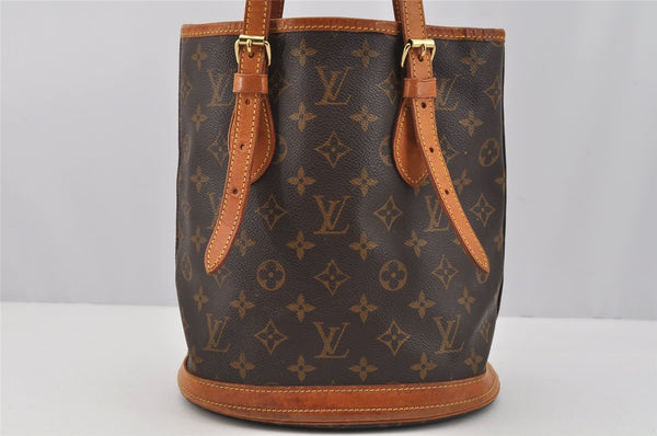 Authentic Louis Vuitton Monogram Bucket PM Shoulder Tote Bag M42238 Junk 7131I