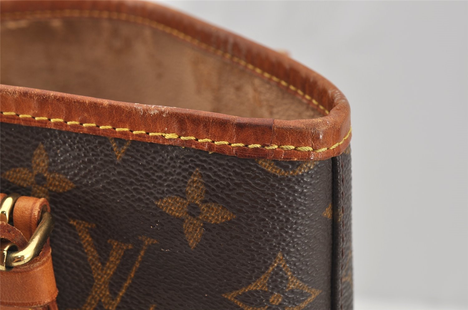 Authentic Louis Vuitton Monogram Bucket PM Shoulder Tote Bag M42238 Junk 7131I