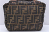 Authentic FENDI Zucca Hand Bag Pouch Purse Nylon Leather Brown 7132D