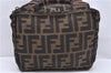 Authentic FENDI Zucca Hand Bag Pouch Purse Nylon Leather Brown 7132D