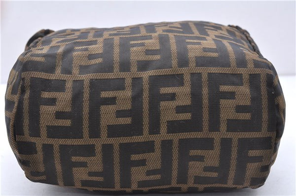 Authentic FENDI Zucca Hand Bag Pouch Purse Nylon Leather Brown 7132D