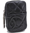 Authentic CHANEL Cambon Line Quilted Calf Skin Cigarette Case Pouch Black 7133C