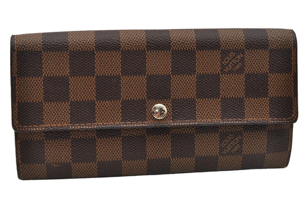 Authentic Louis Vuitton Damier Portefeuille Sarah Long Wallet N61734 Junk 7138I