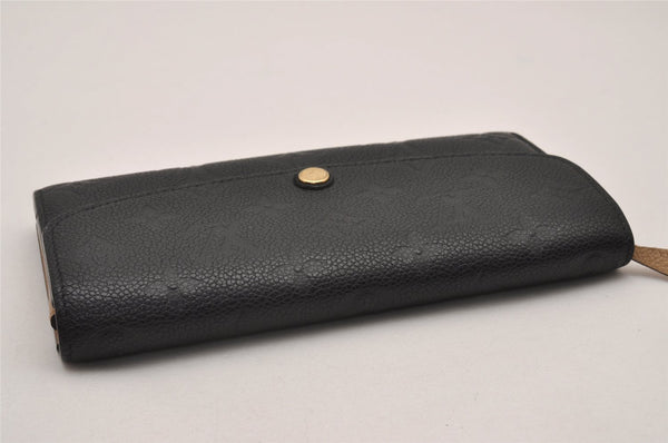 Auth Louis Vuitton Monogram Empreinte Portefeuille Emilie Wallet Black LV 7139I