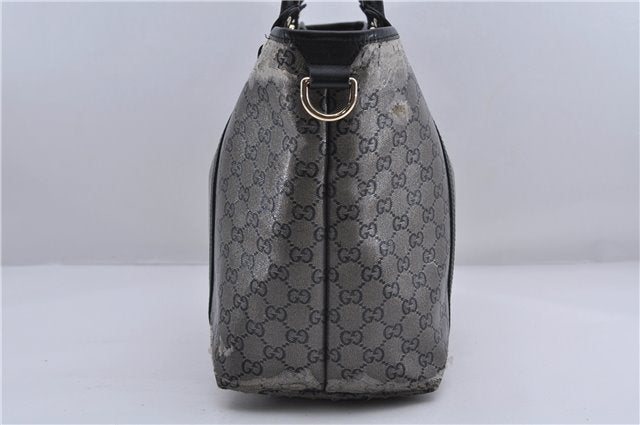 Auth GUCCI Crystal Shoulder Tote Bag PVC Leather 197953 Black Gold Junk 7140C