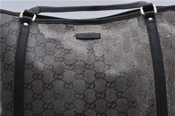 Auth GUCCI Crystal Shoulder Tote Bag PVC Leather 197953 Black Gold Junk 7140C