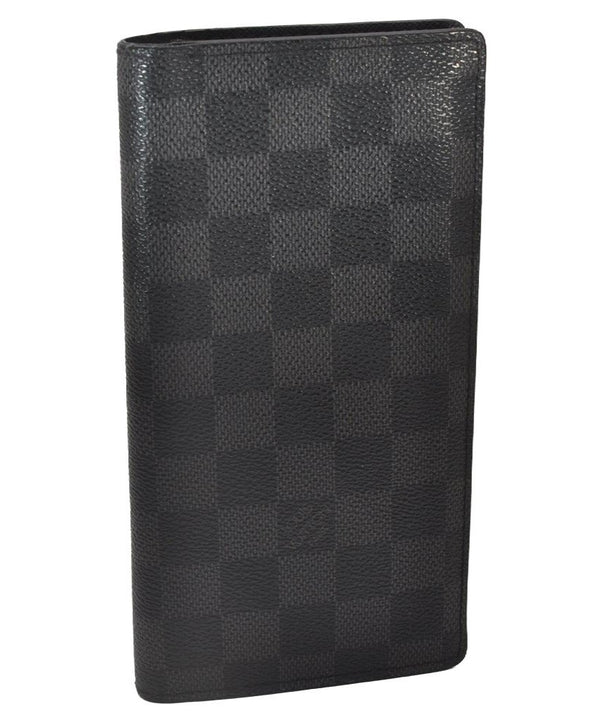 Auth Louis Vuitton Monogram Eclipse Portefeuille Brazza Wallet M61697 LV 7140I