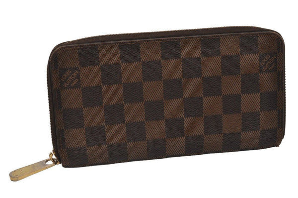 Authentic Louis Vuitton Damier Zippy Long Wallet Purse N60015 LV 7141I