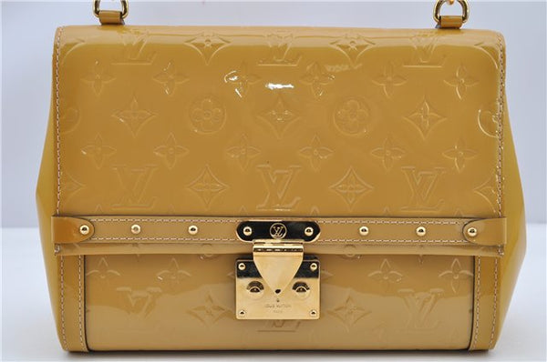 Authentic Louis Vuitton Vernis 2Way Shoulder Cross Body Bag Yellow LV 7142F