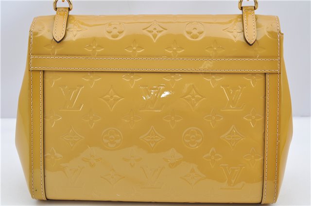 Authentic Louis Vuitton Vernis 2Way Shoulder Cross Body Bag Yellow LV 7142F